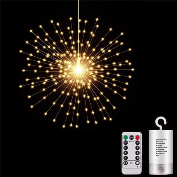 Hanging Decorative Lights,200Led Firework Lights Battery Powered,Tent Chandelier - Picture 1 of 6